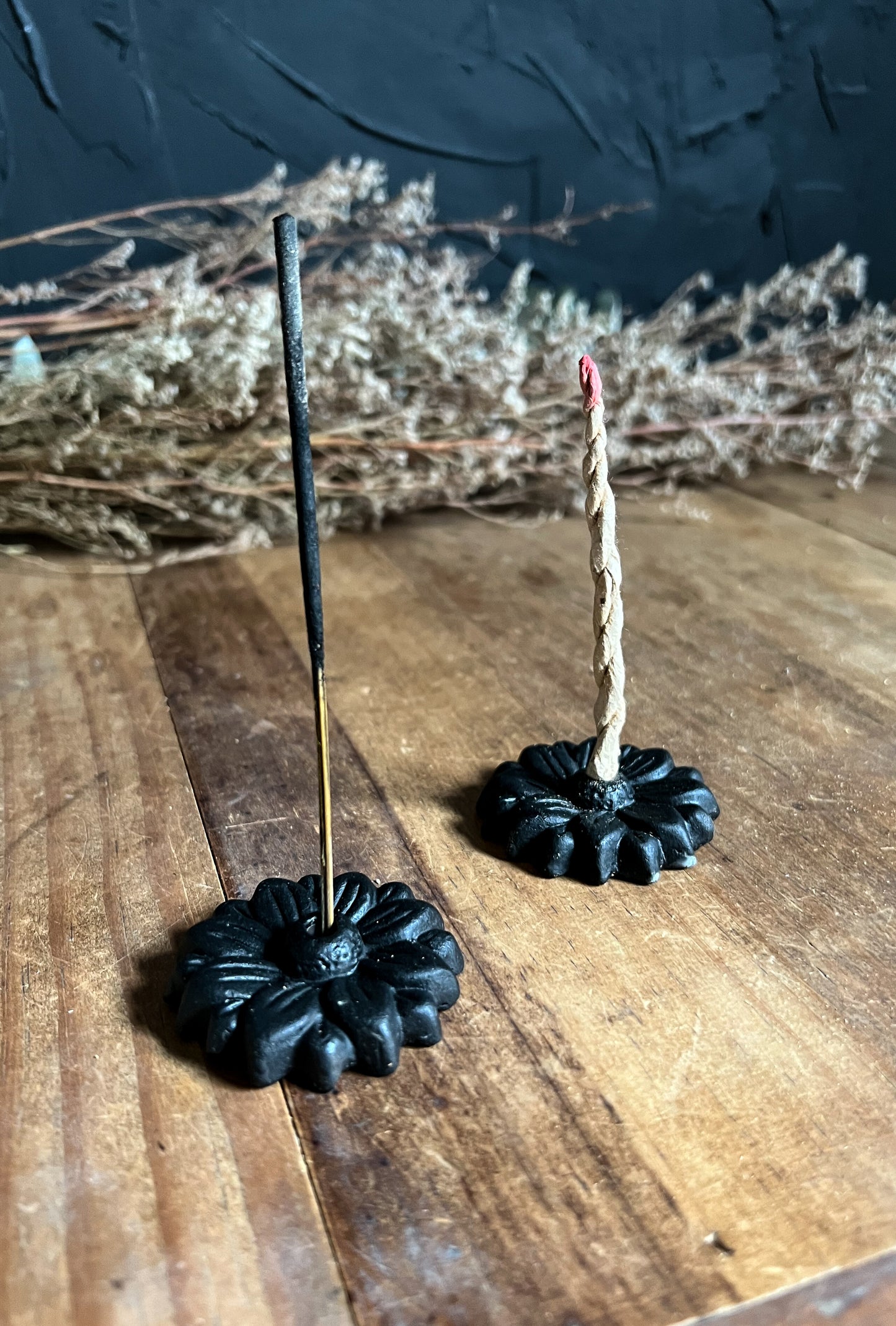 Black Flower Incense Holder