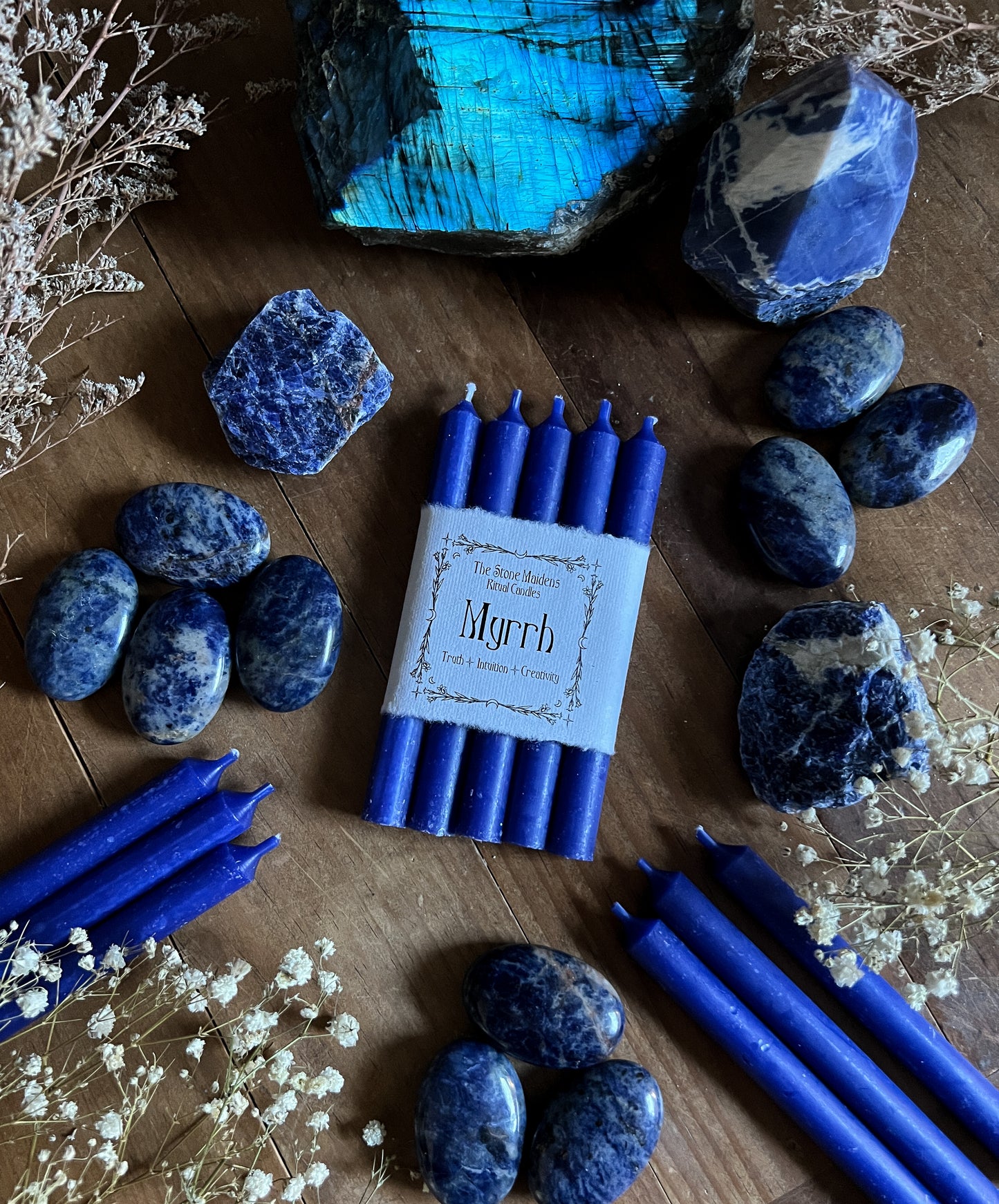 Myrrh Blue Spell Candles - 5" Chime Candles