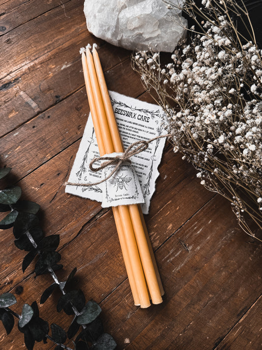 Hand Dipped Beeswax Candles - 11 Inch Tall - Set of 5