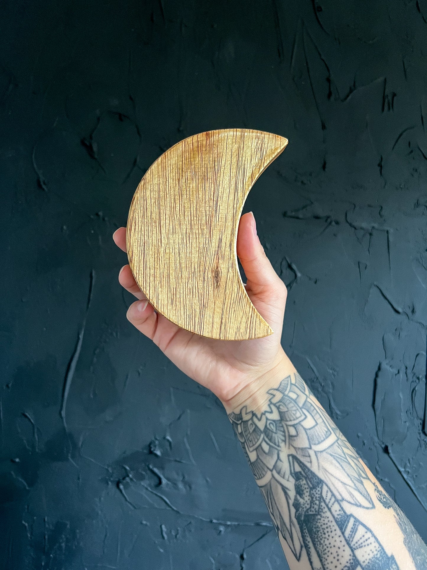 Wood Crescent Moon Trinket Dish