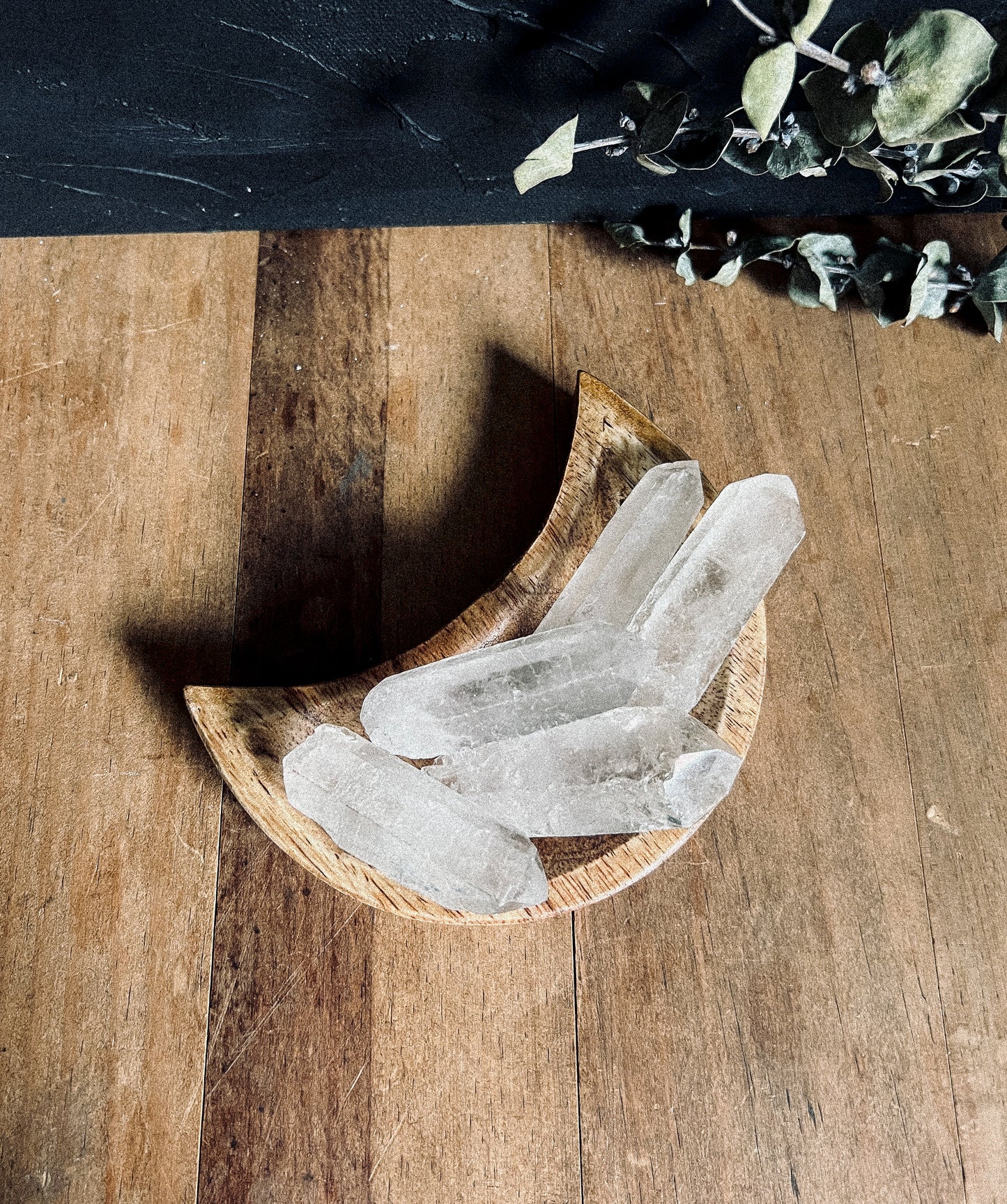 Wood Crescent Moon Trinket Dish