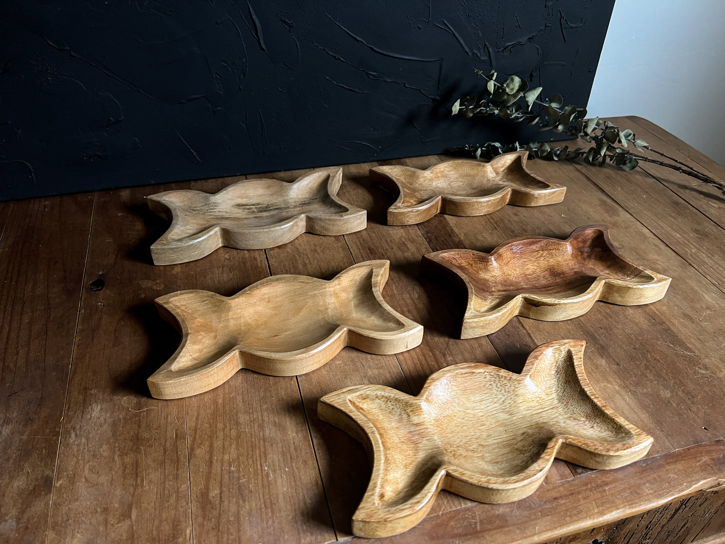 Triple Moon Goddess Wood Dish