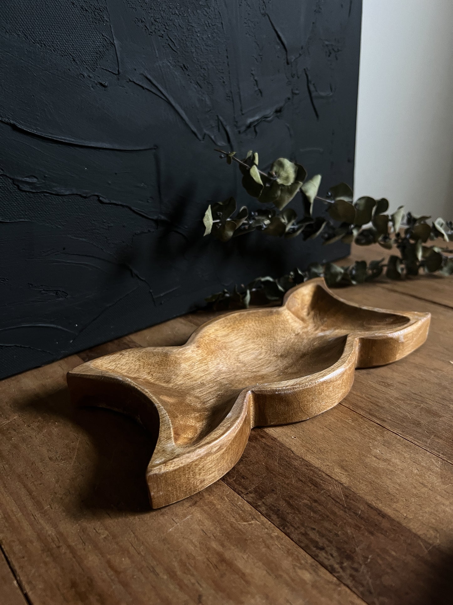 Triple Moon Goddess Wood Dish