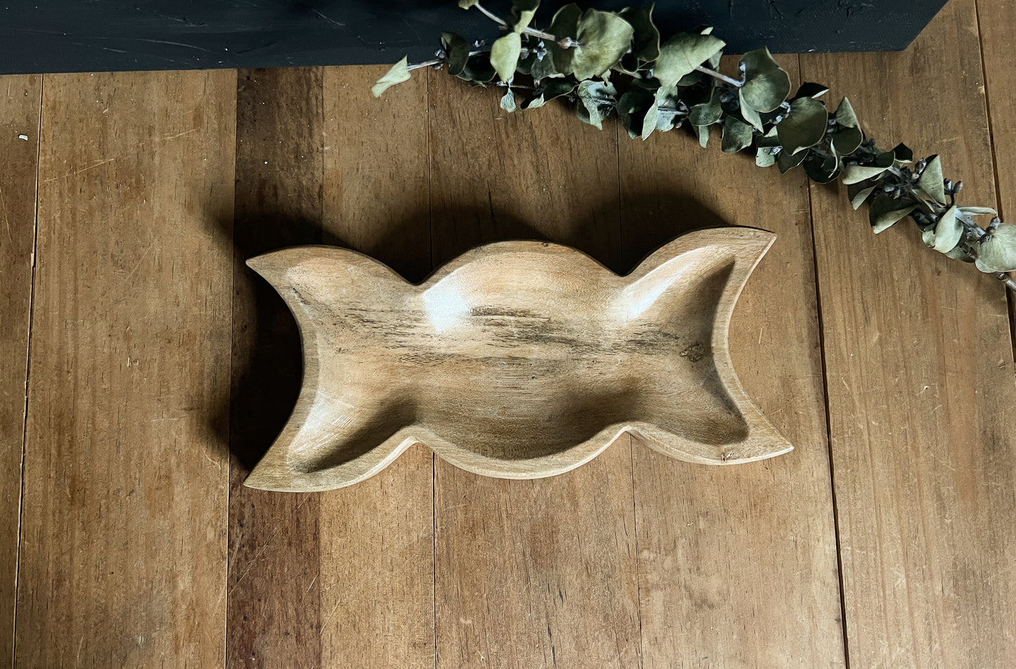 Triple Moon Goddess Wood Dish