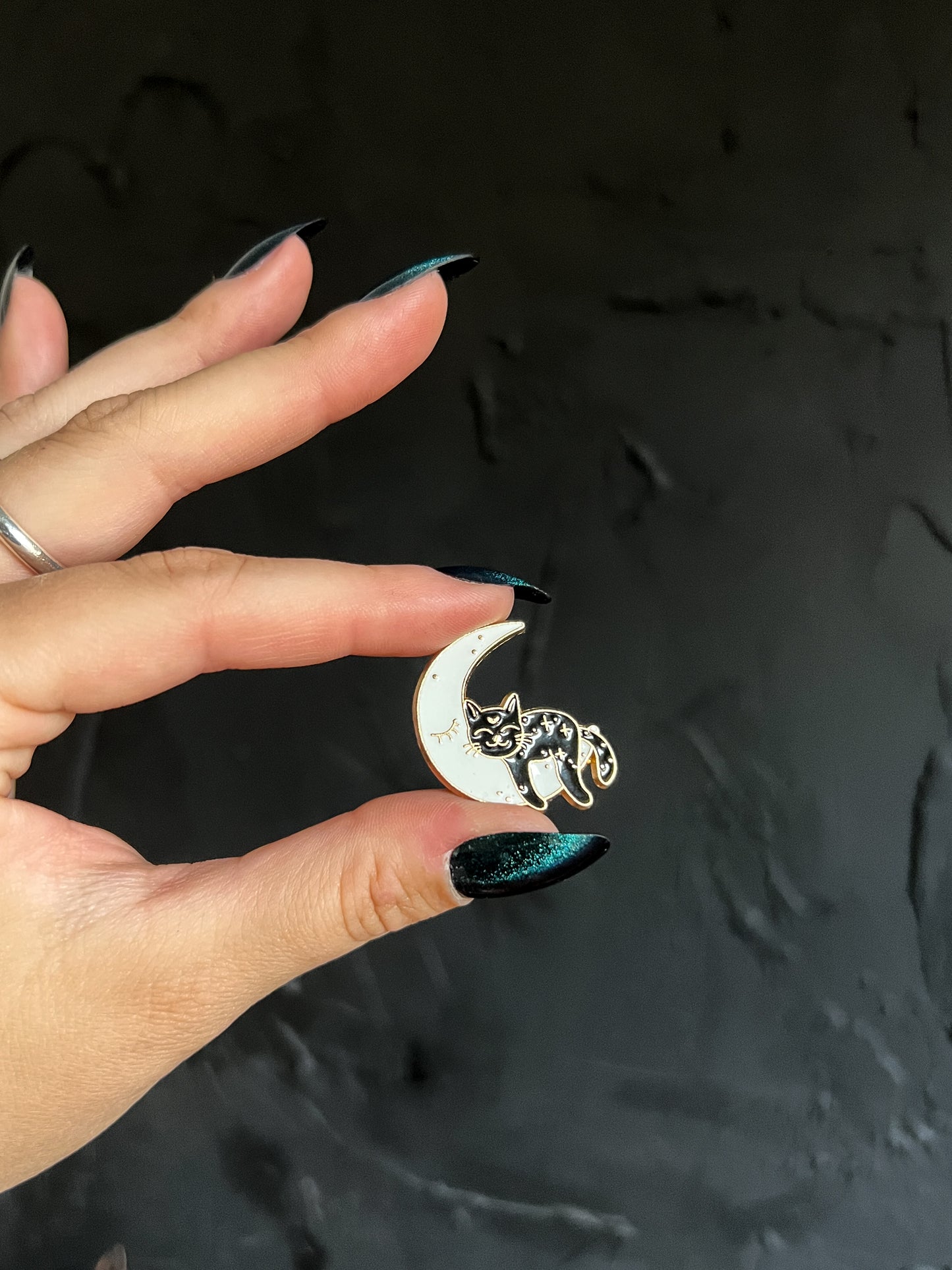 Black Cat and Moon enamel pin at The Stone Maidens