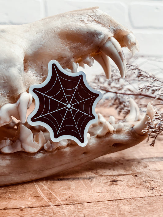 Spider Web Glitter Sticker in a skull . 