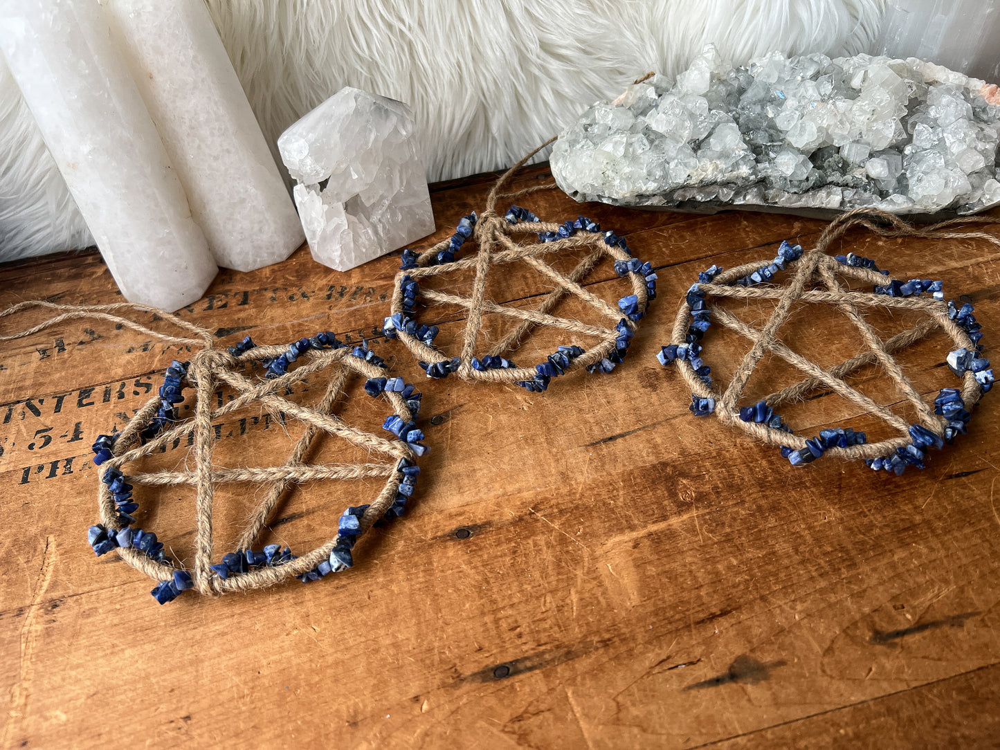 Sodalite Crystal Pentacle Wall Hanging