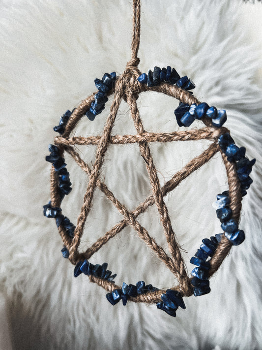 Sodalite Crystal Pentacle Wall Hanging.