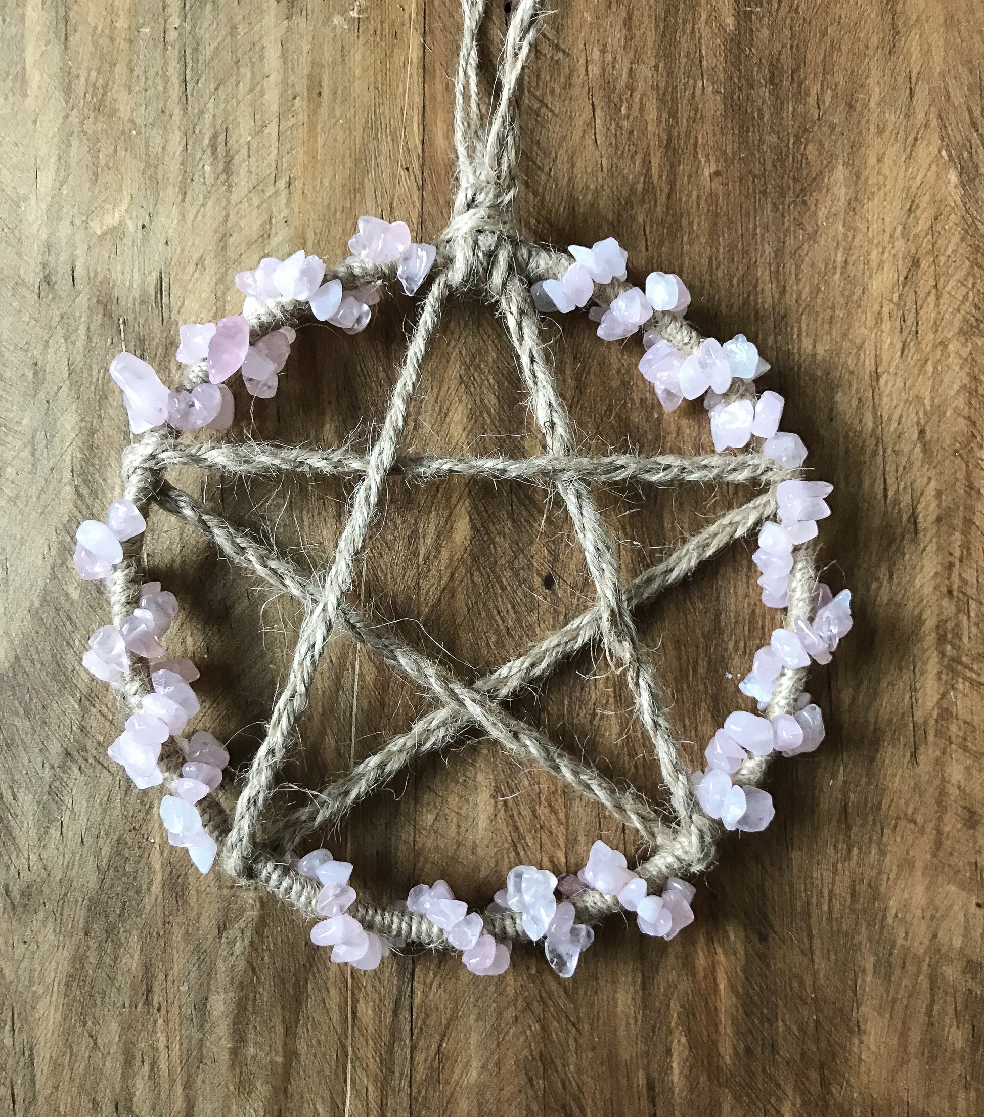 Rose Quartz Pentacle Wall Hanging