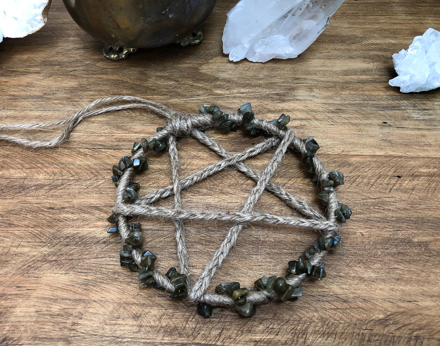 Labradorite Pentacle Wall Hanging