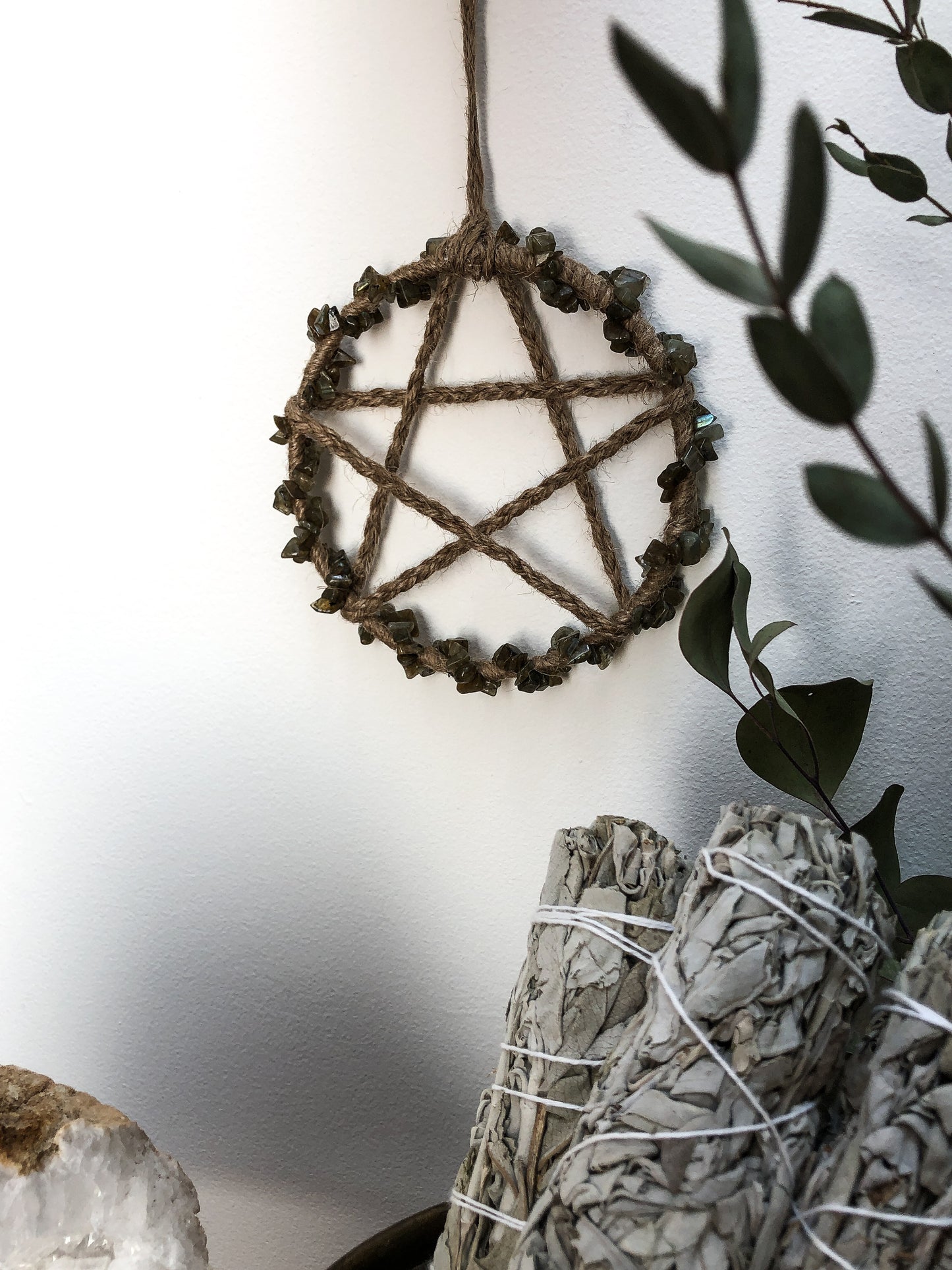 Labradorite Pentacle Wall Hanging