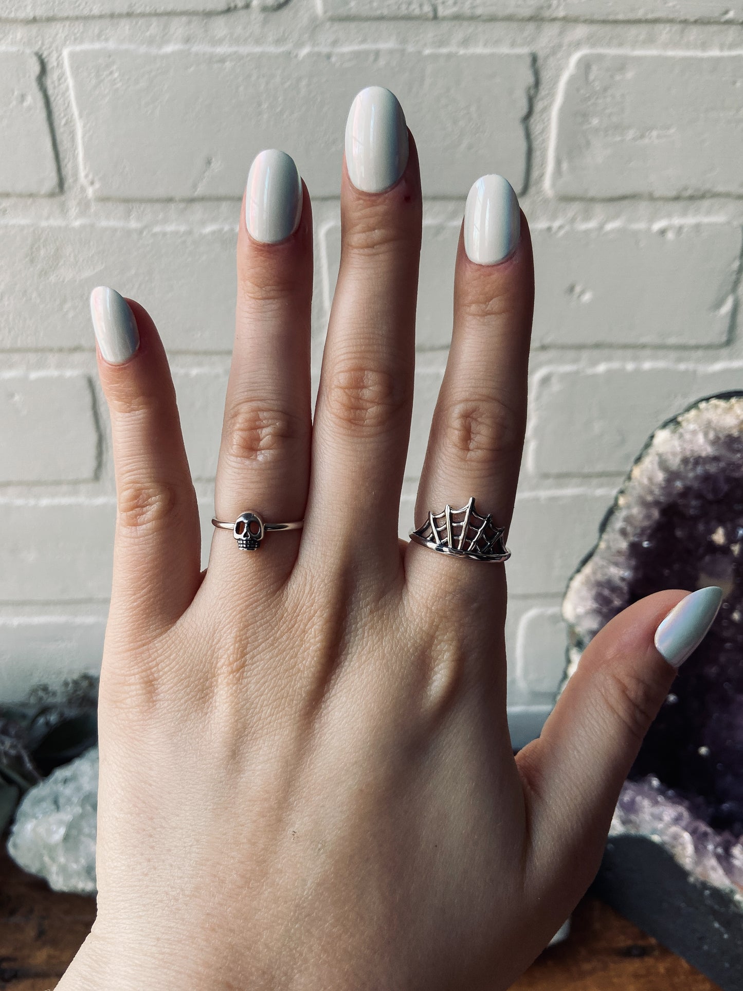 a selection of witch rings at The Stone Maidens. Sterling Silver jewelry.