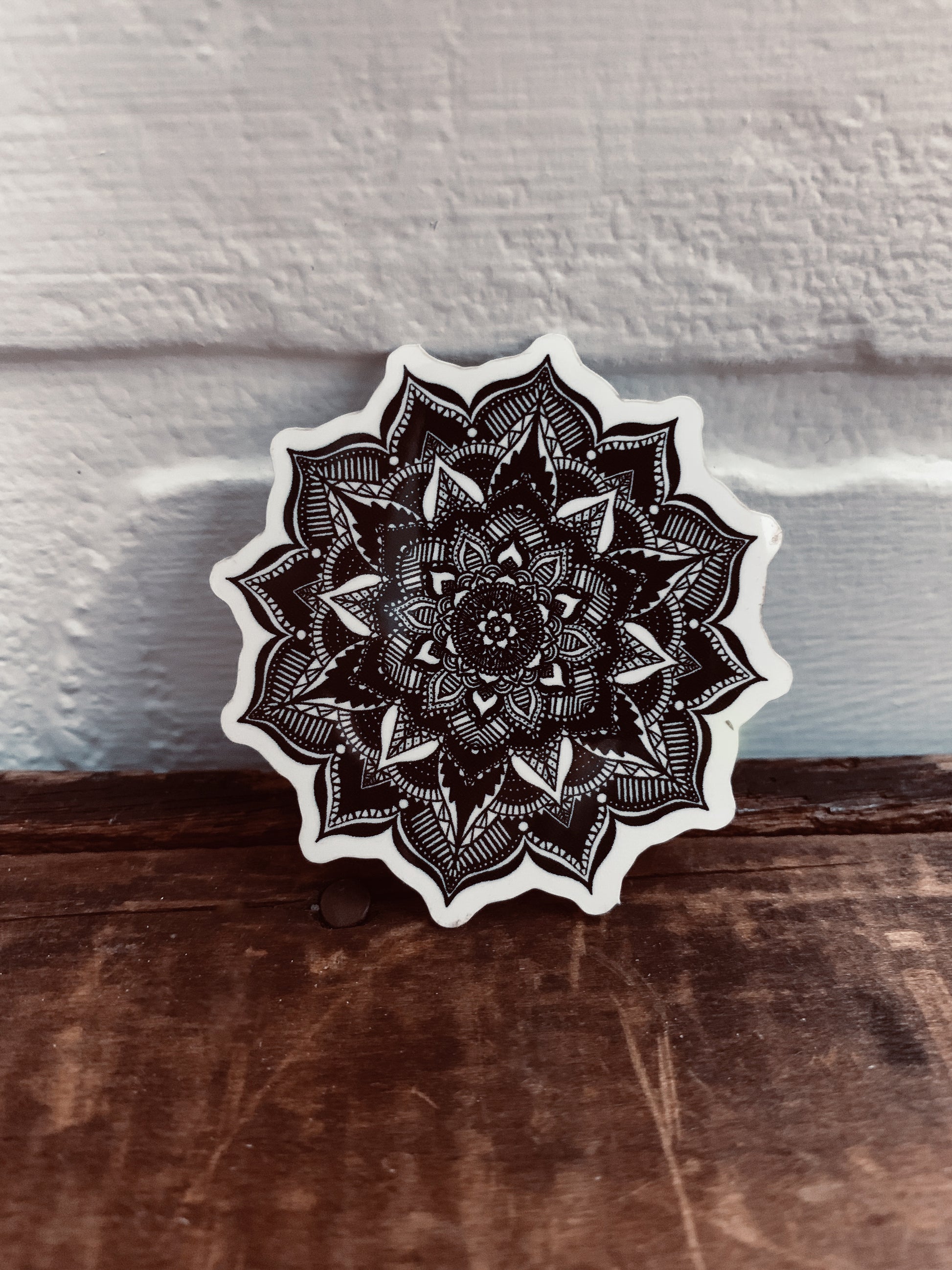A mesmerizing black and white Mandala sticker.