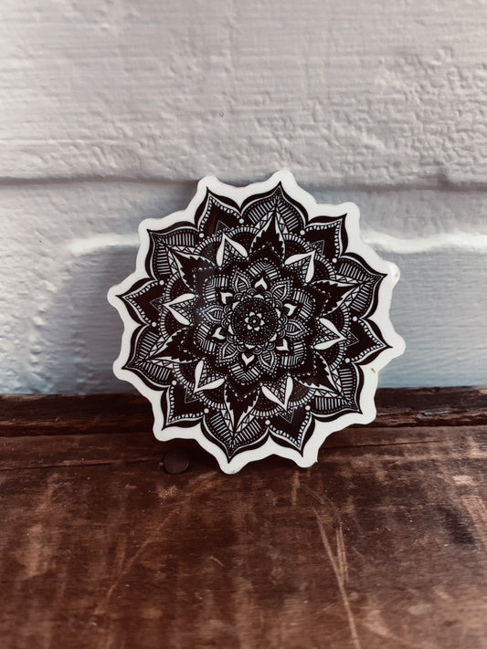 A mesmerizing black and white Mandala sticker. 