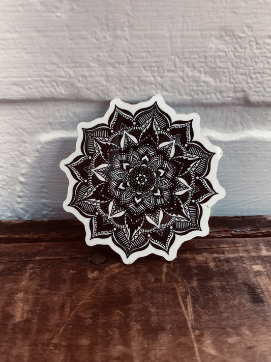 A mesmerizing black and white Mandala sticker.