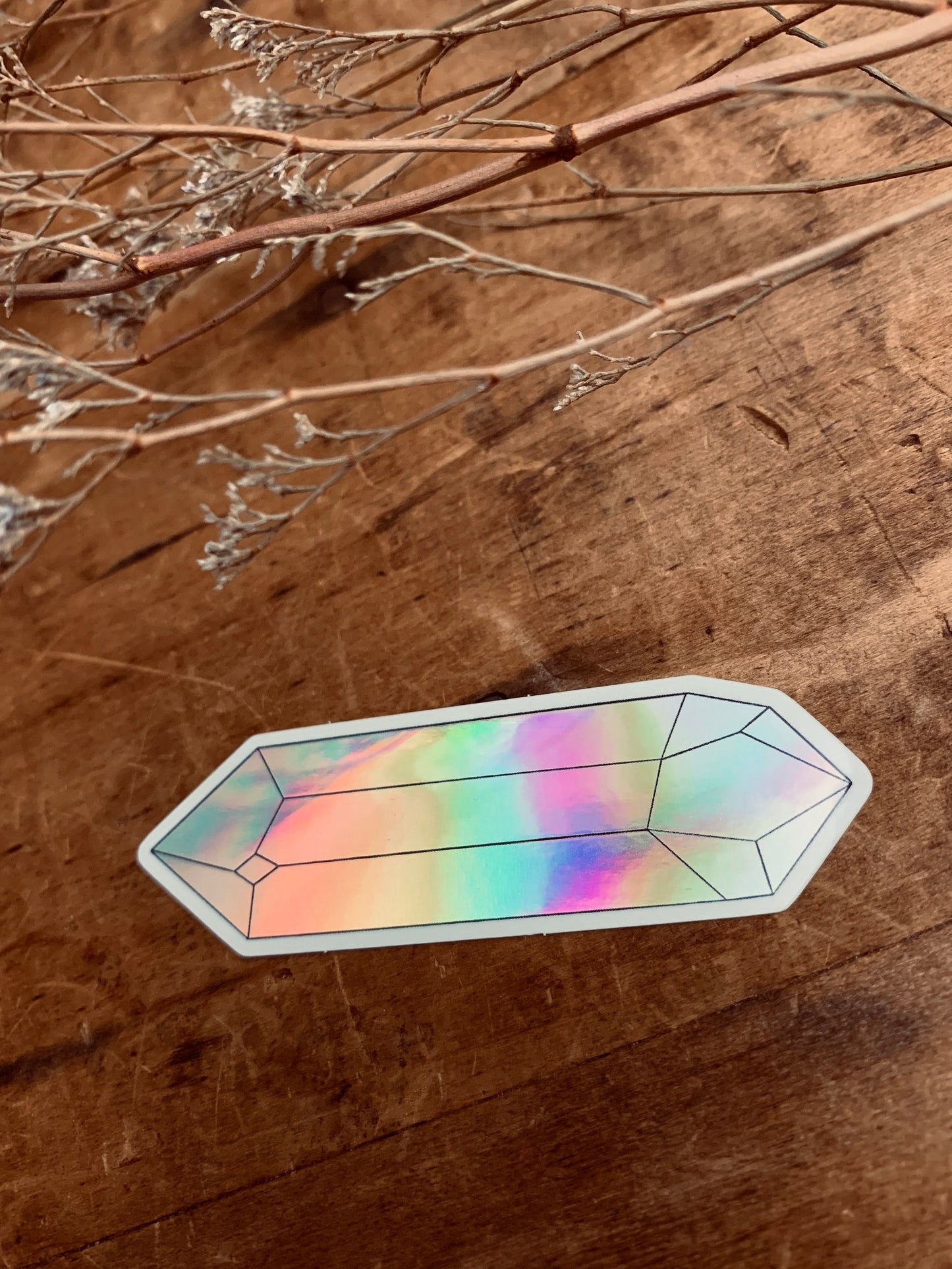 Rainbow crystal sticker made by The Stone Maidens.