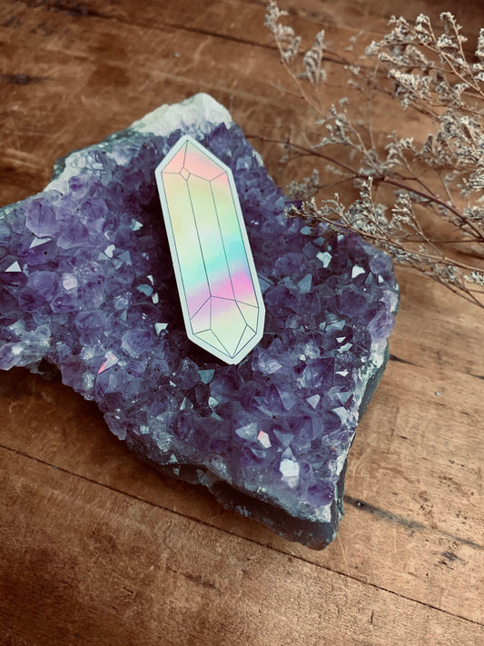holographic crystal sticker made by The Stone Maidens.