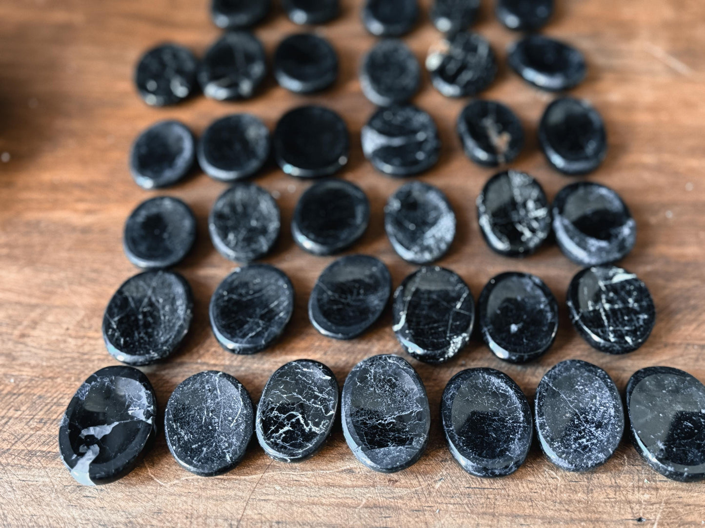 Beautiful Black Tourmaline Worry Stones at The Stone Maidens. Like a Stone Sanctuary