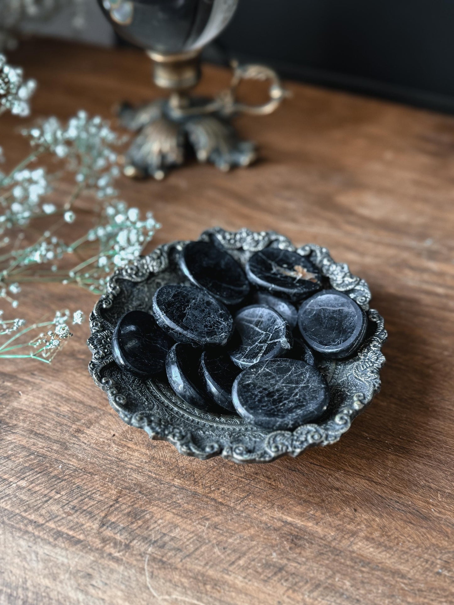 The Sone Maidens offering Black Tourmaline Worry Stones.