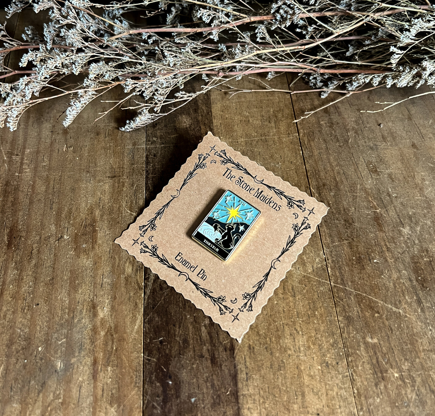 A perfect Cat Lover gift : The Star Tarot Card Enamel Pin.