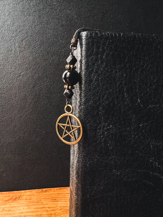 Handmade Black Obsidian Pentacle Bookmark by The Stone Maidens