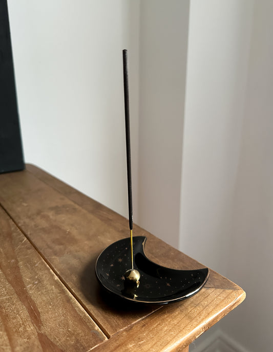 Black And Gold Crescent Moon Incense Dish. Remove the incense holder and its the perfect Moon Trinket Dish 