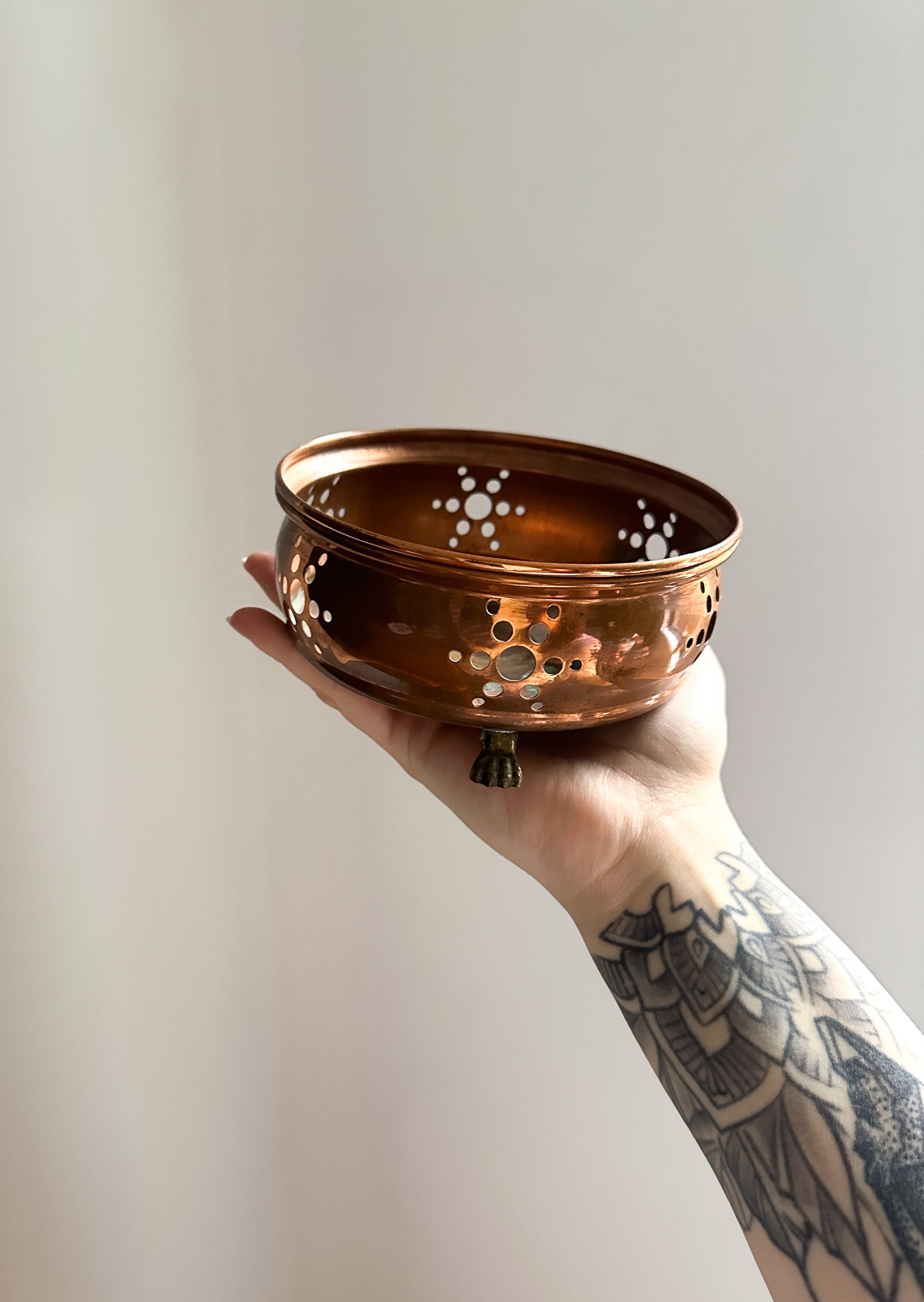 Copper Trinket Dish with Brass Feet at The Stone Maidens 