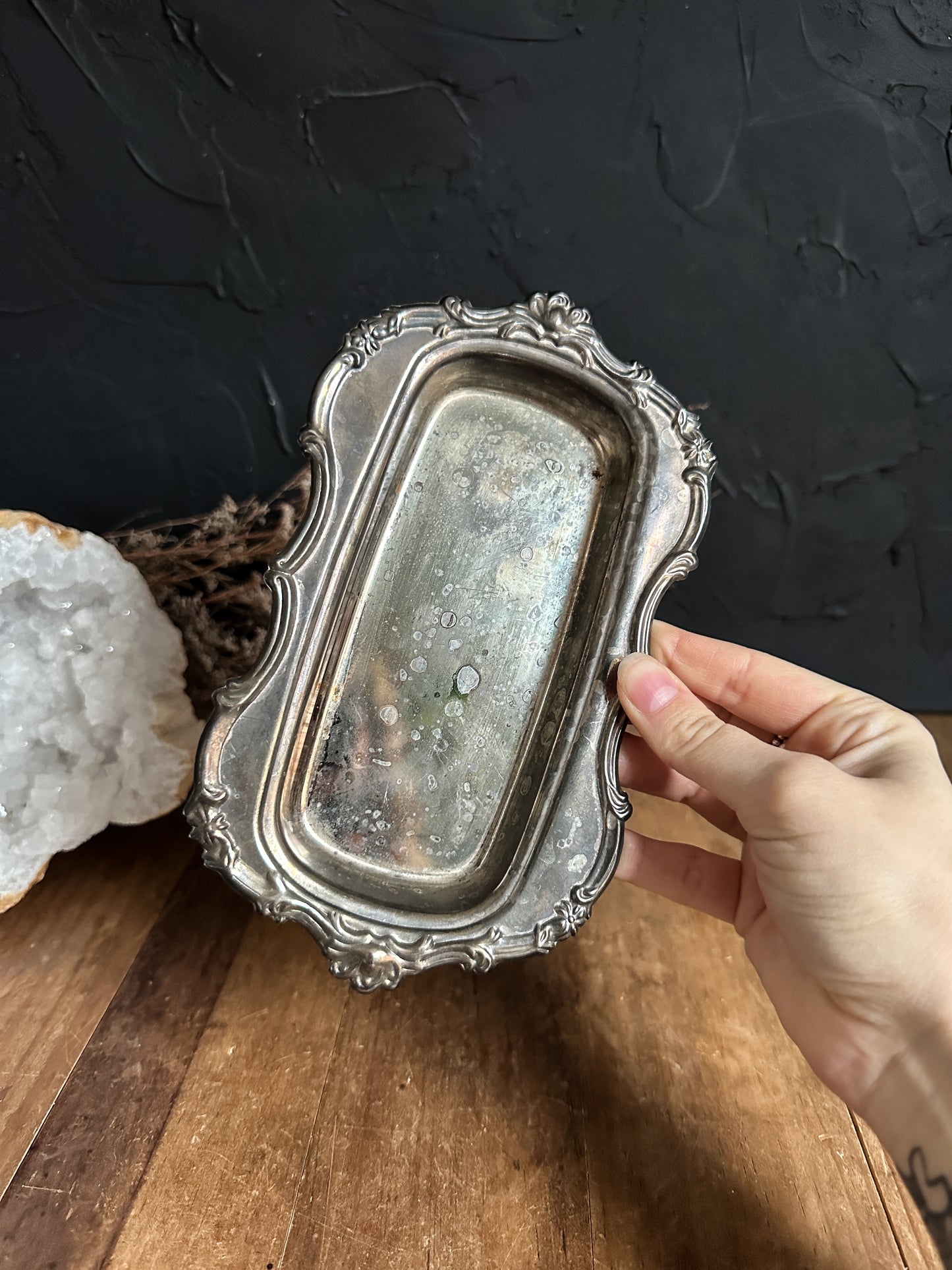 Vintage Ornate Silver Plated Offering Dish at The Stone Maidens 