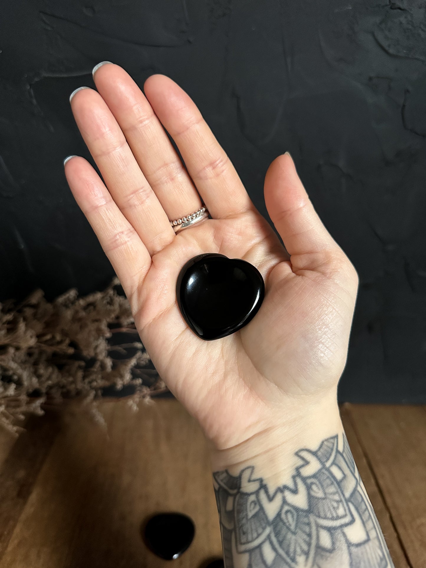 Black Obsidian Worry Stone - Heart Shaped