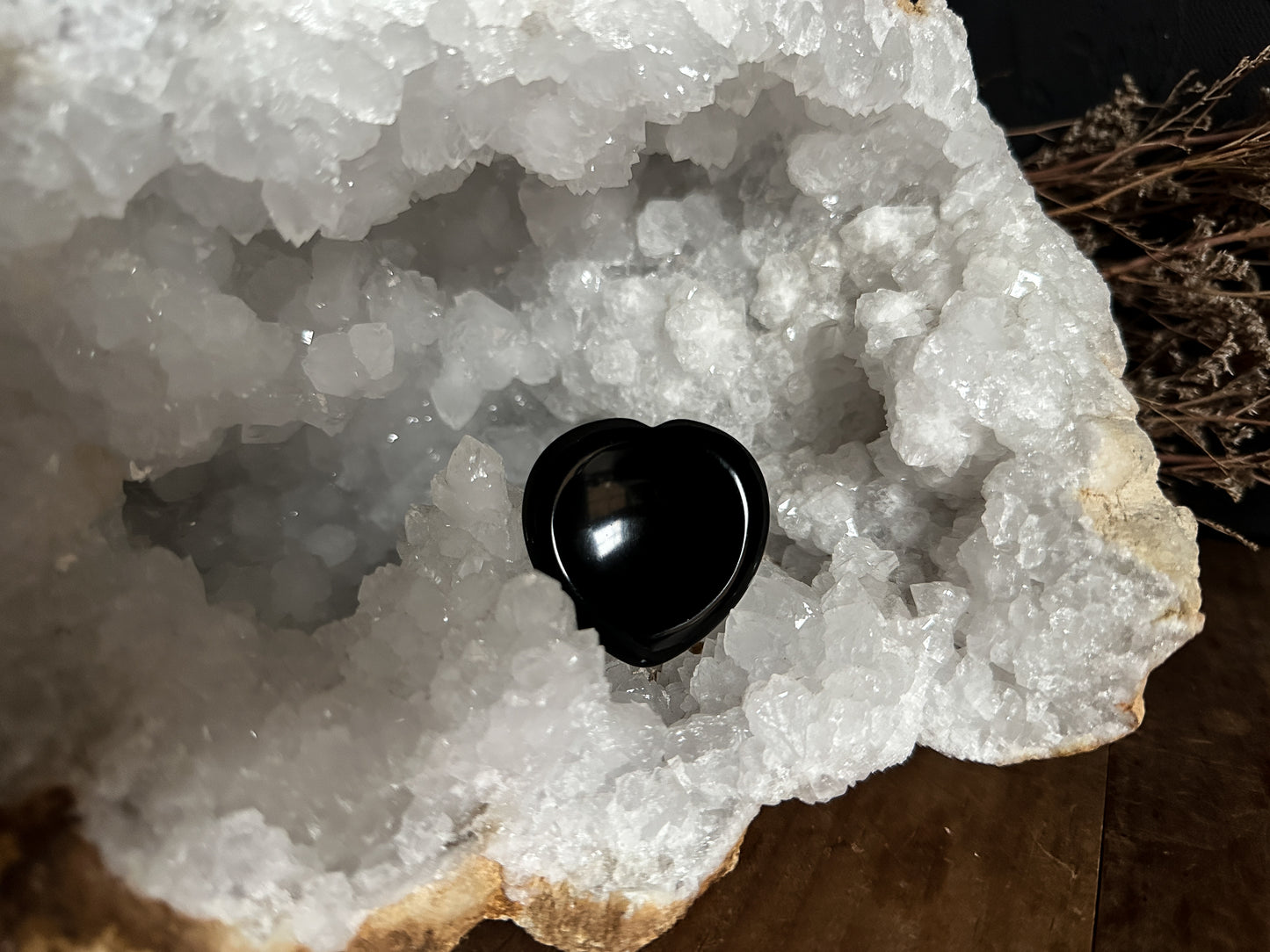 Black Obsidian Worry Stone - Heart Shaped