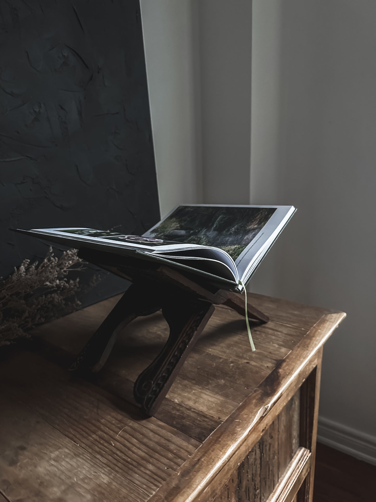 Vintage Carved Wood Book Stand