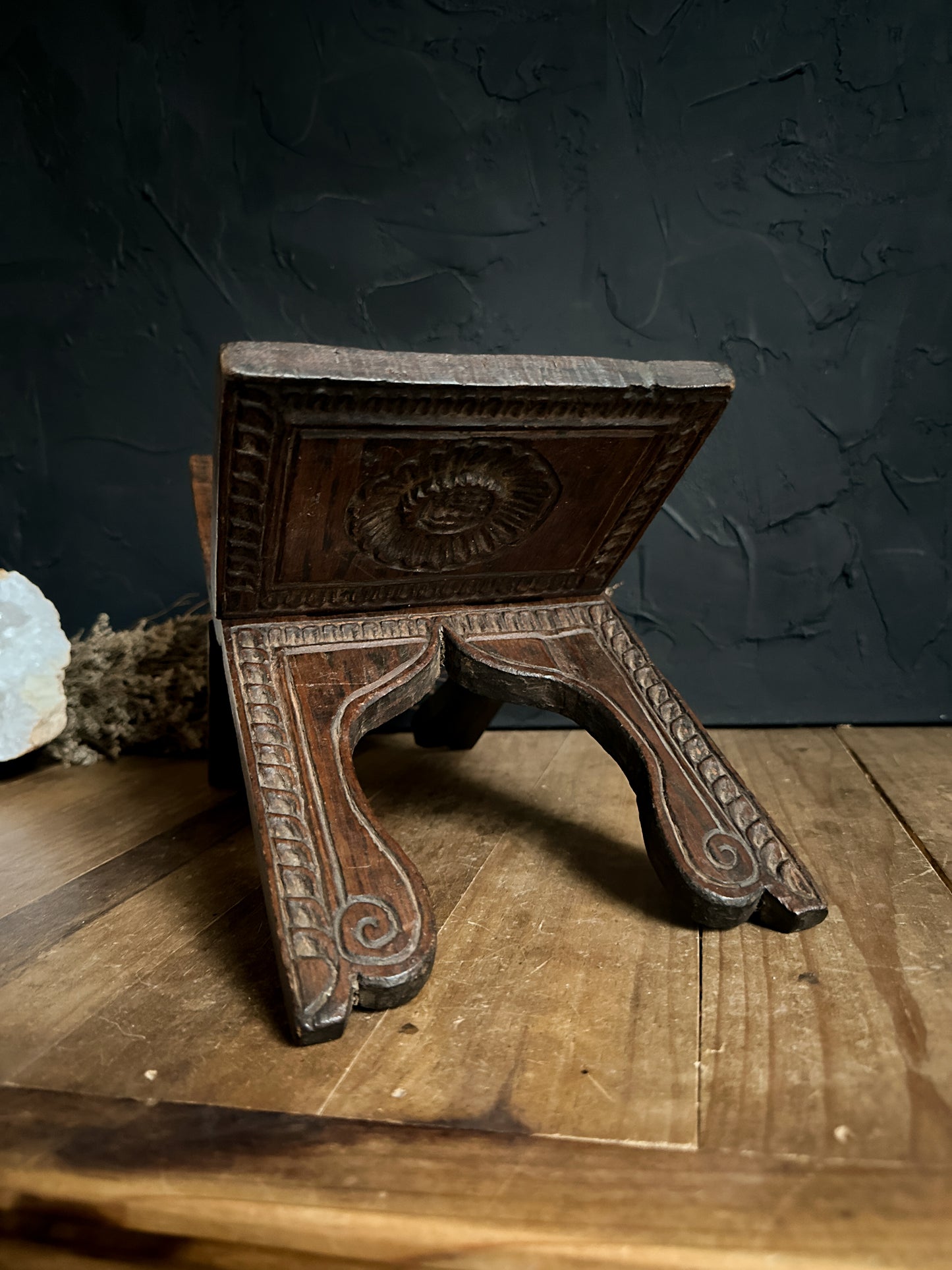 Vintage Carved Wood Book Stand