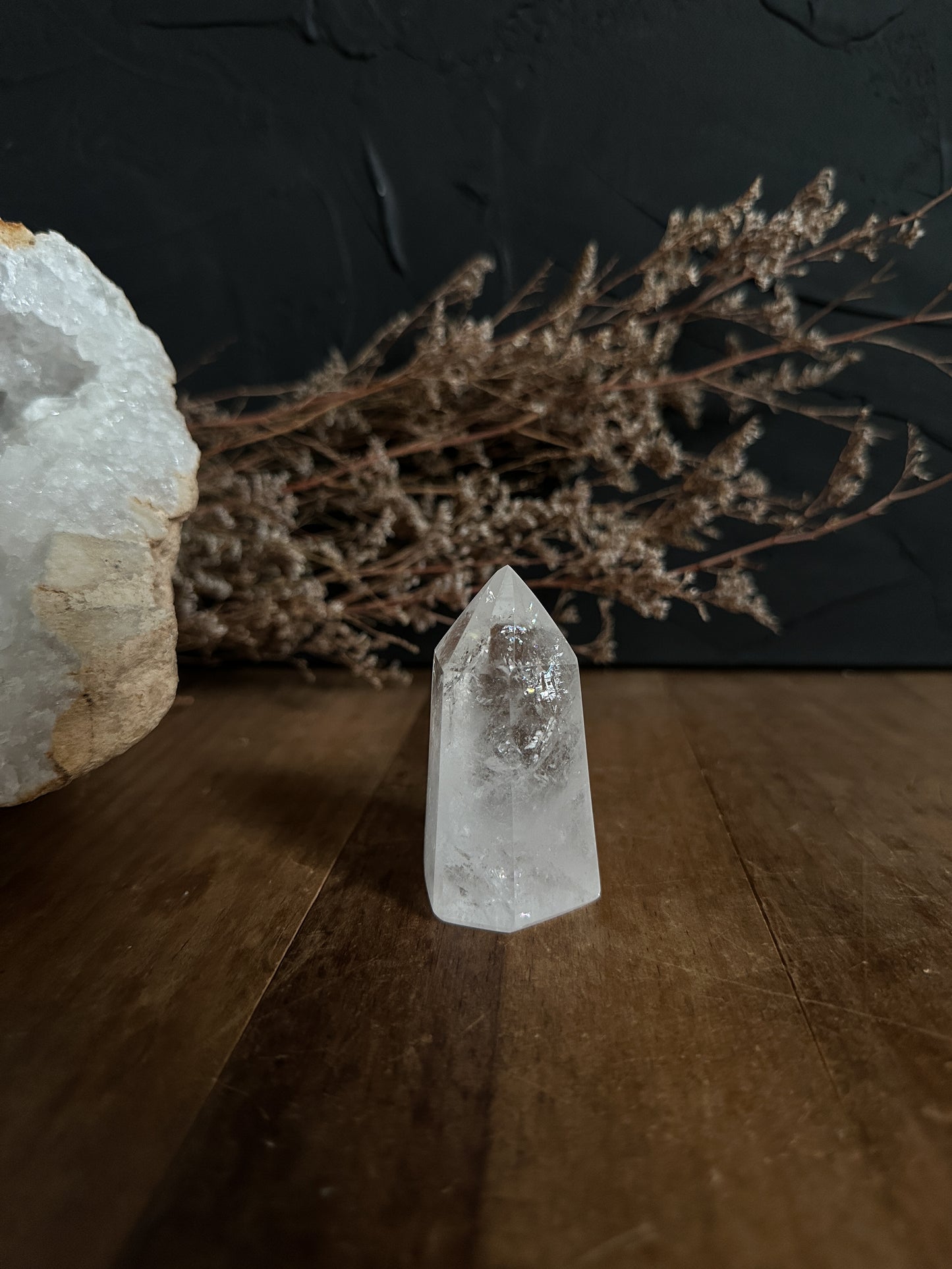 Clear Quartz Tower with Rainbow Inclusions -06