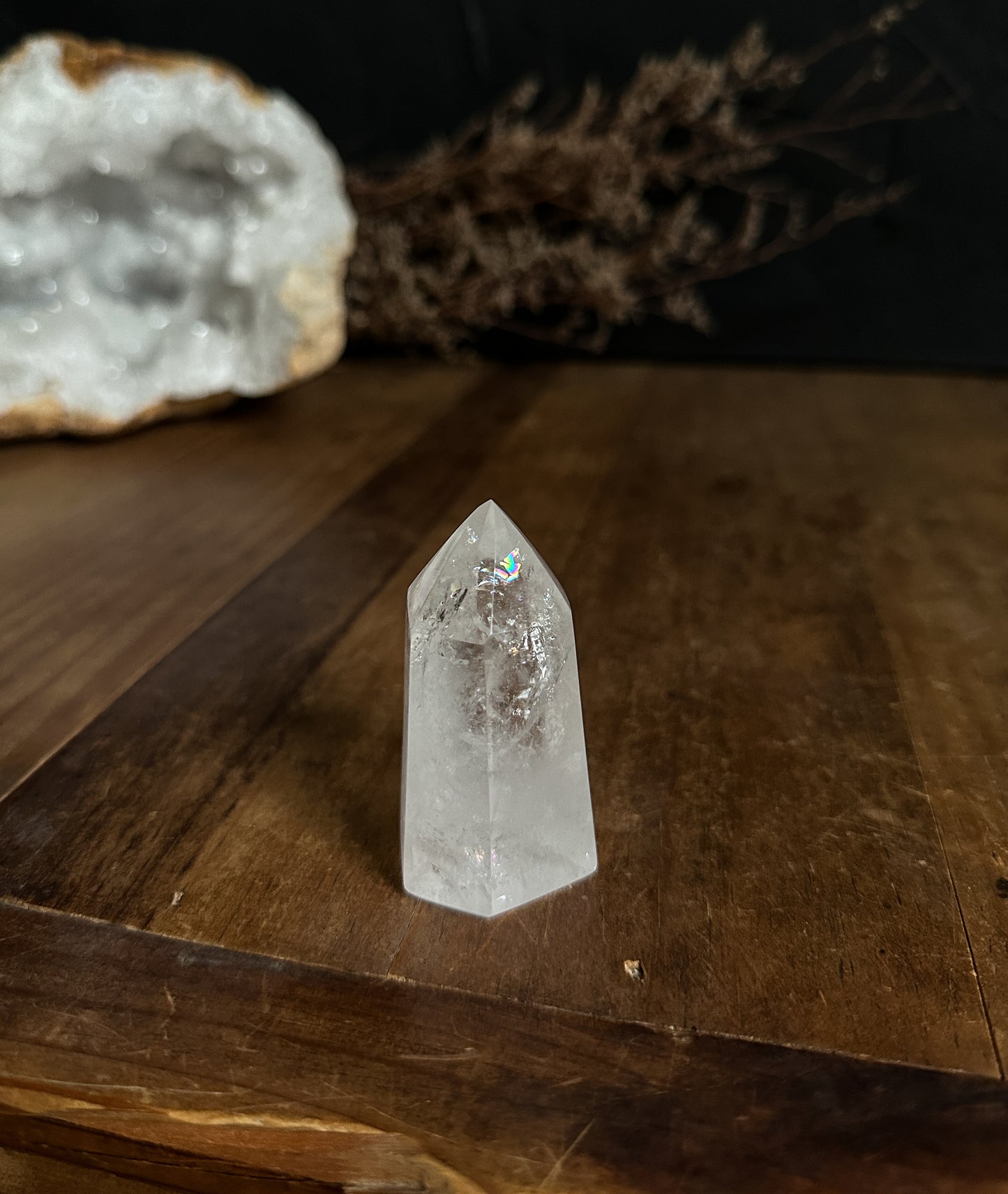 Clear Quartz Tower with Rainbow Inclusions -06