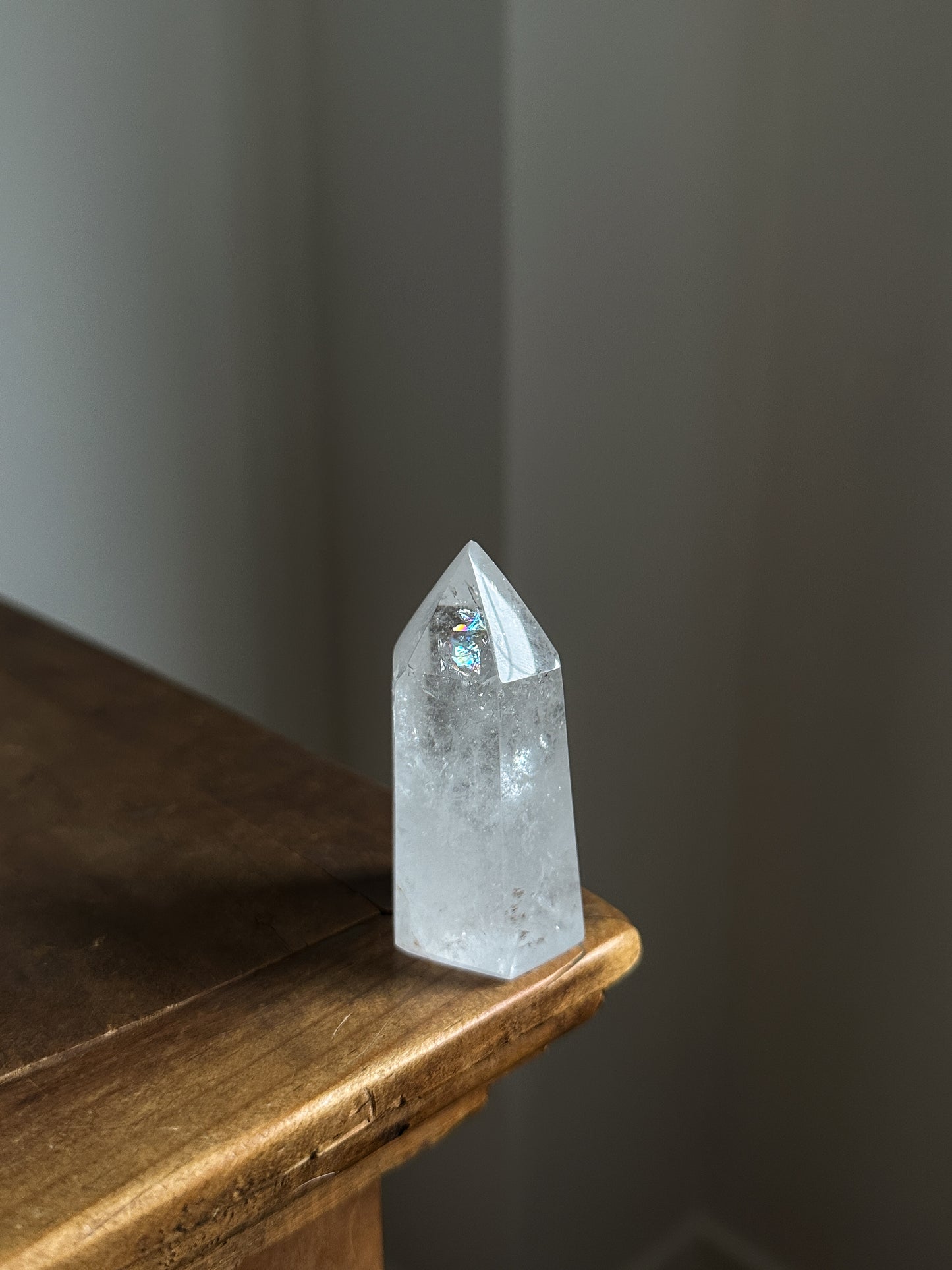 Clear Quartz Tower with Rainbow Inclusions -06