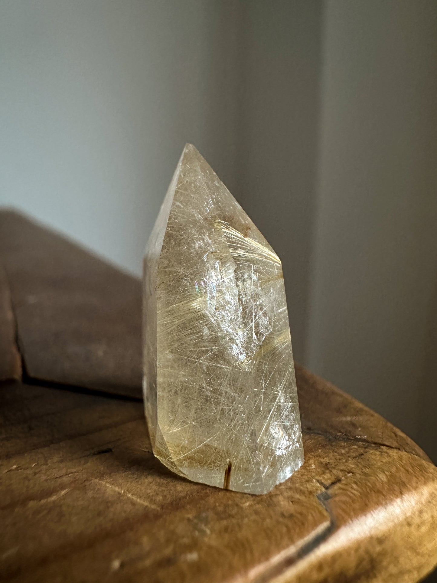 Golden Rutilated Quartz Tower a perfect addition to your crystal and mineral specimen collection.  