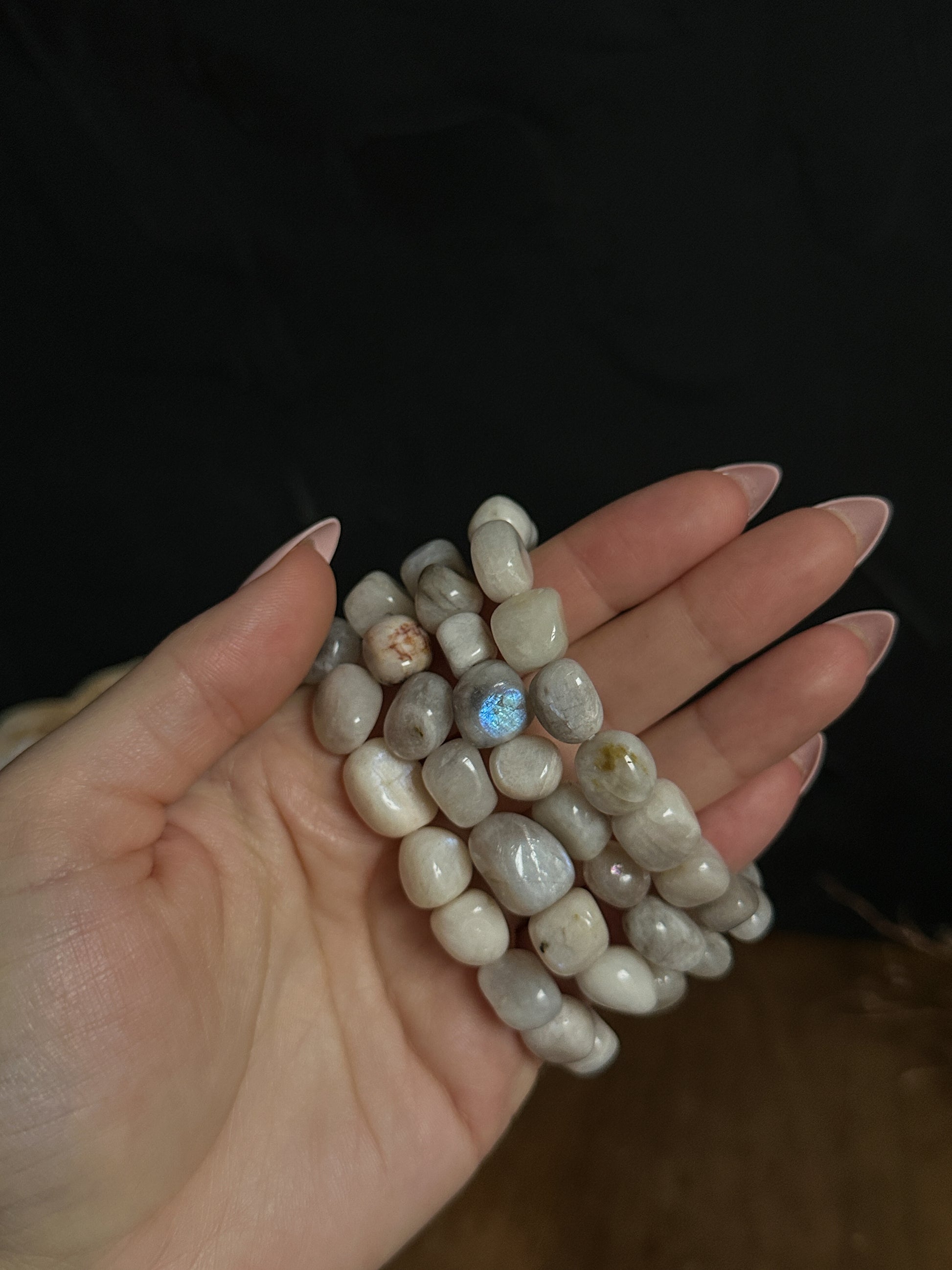 Rainbow Moonstone Nugget Bracelet, perfect for stacking and layering with other jewelry. 