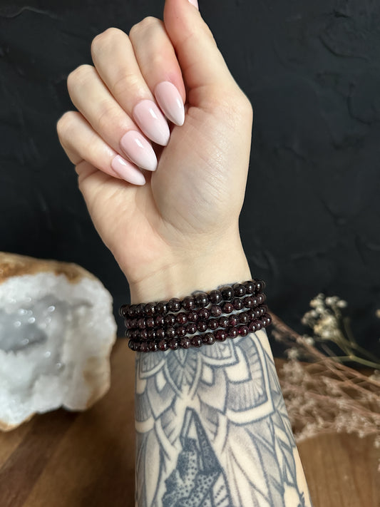 5mm - 6mm Garnet Bracelets , perfect for stacking and used for meditation. 