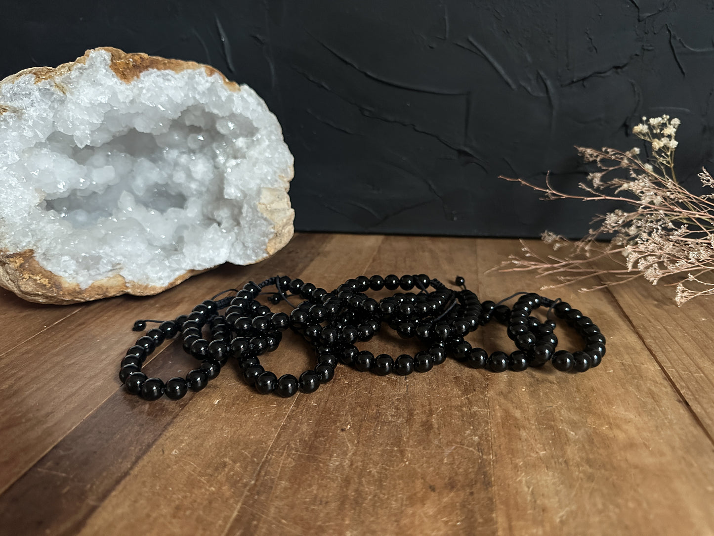 10mm Black Obsidian Adjustable Bracelet