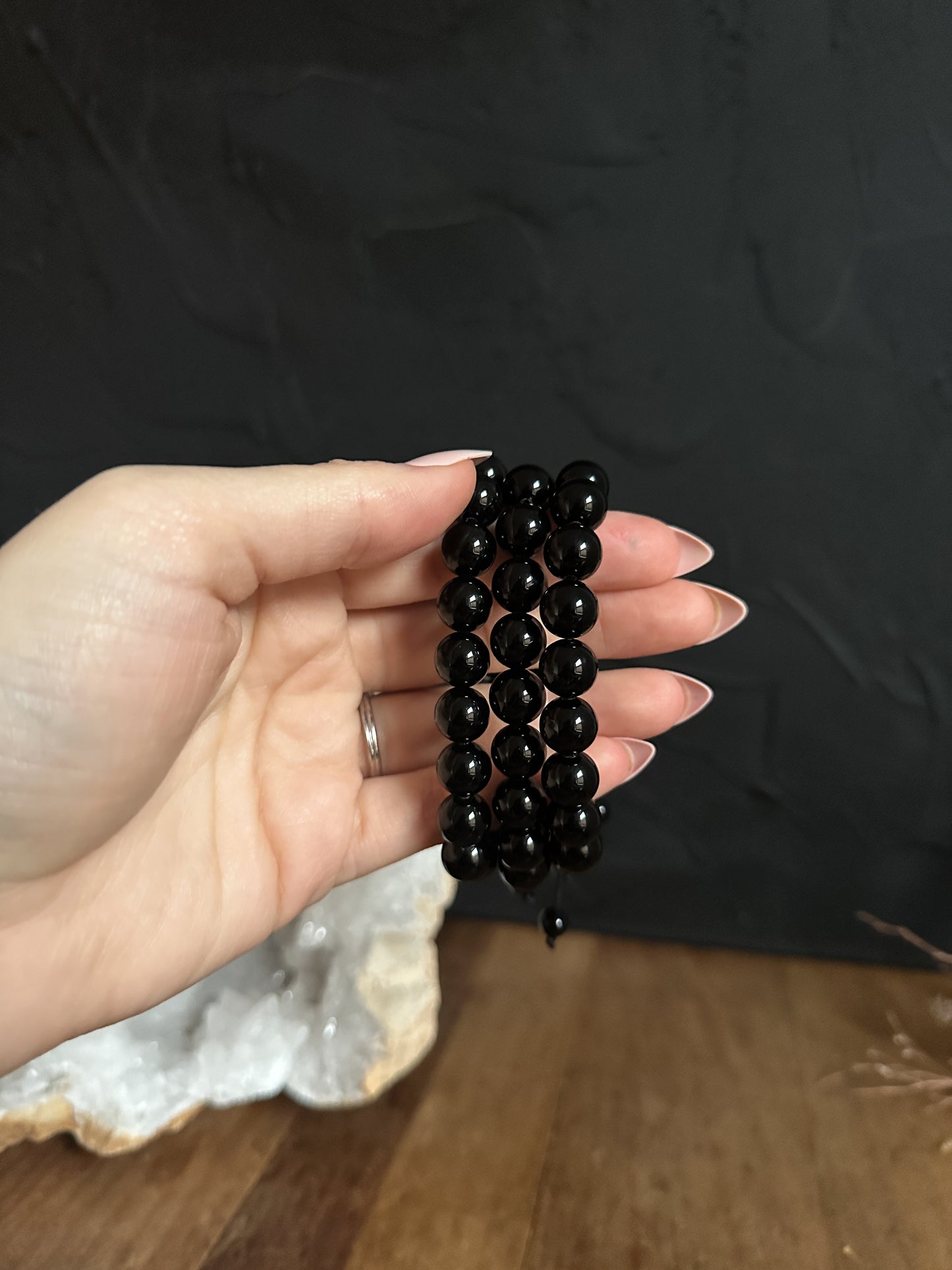 10mm Black Obsidian Adjustable Bracelet