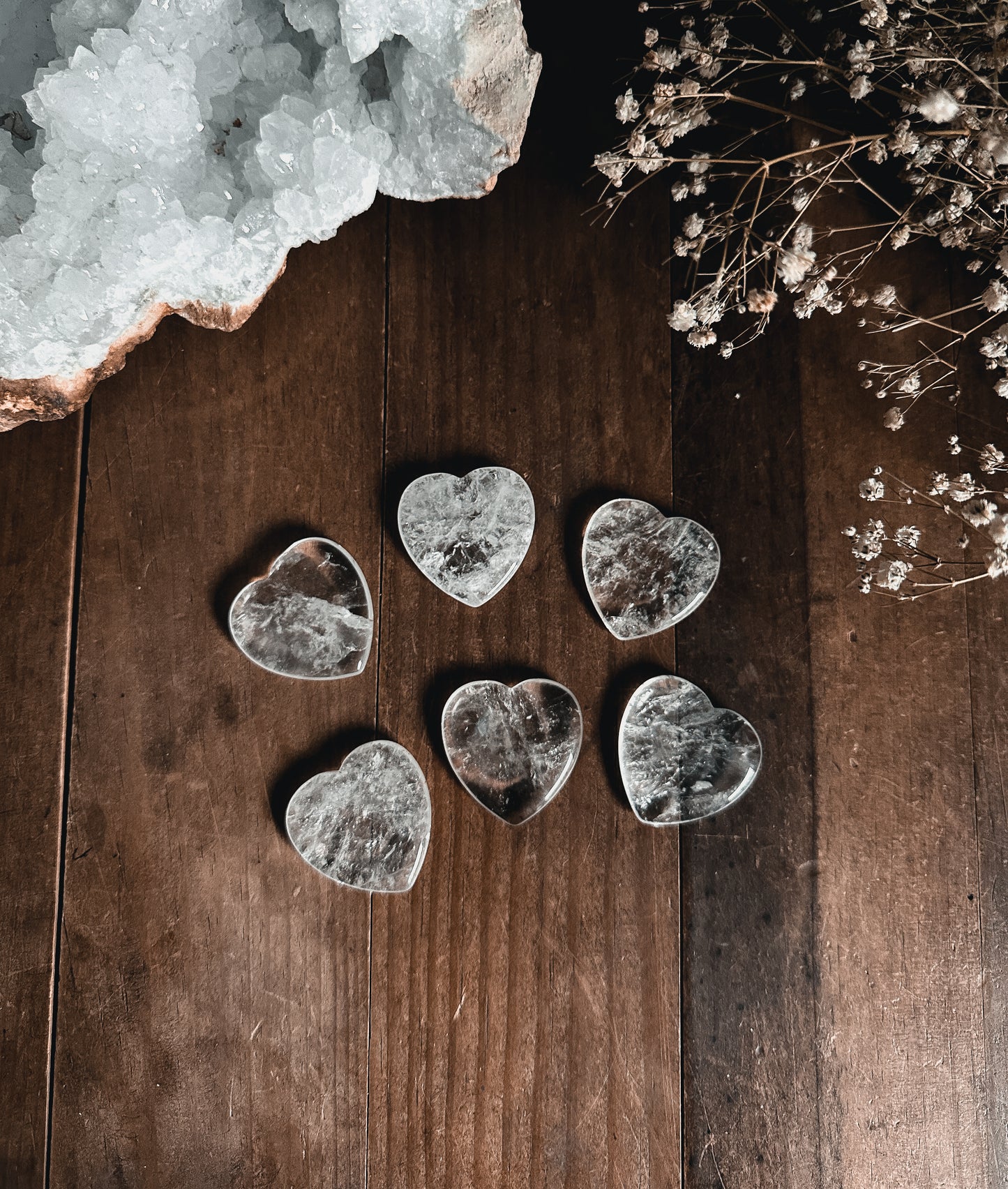 Clear Quartz Crystal Heart Worry Stone