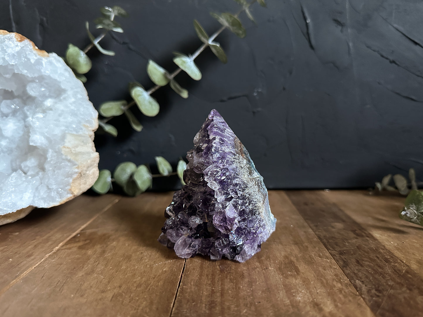 Amethyst Point Cluster Geode with Blue Agate -04