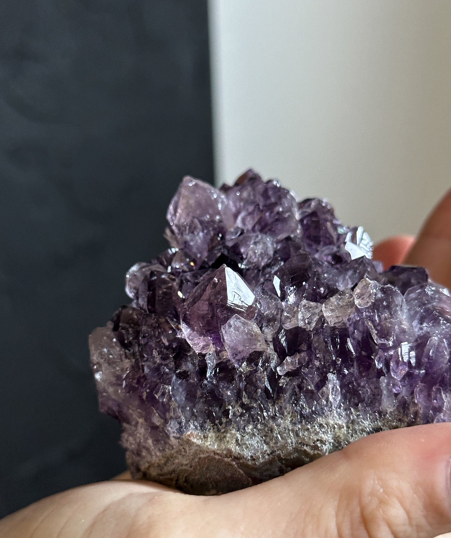 Amethyst Point Cluster Geode with Blue Agate -04