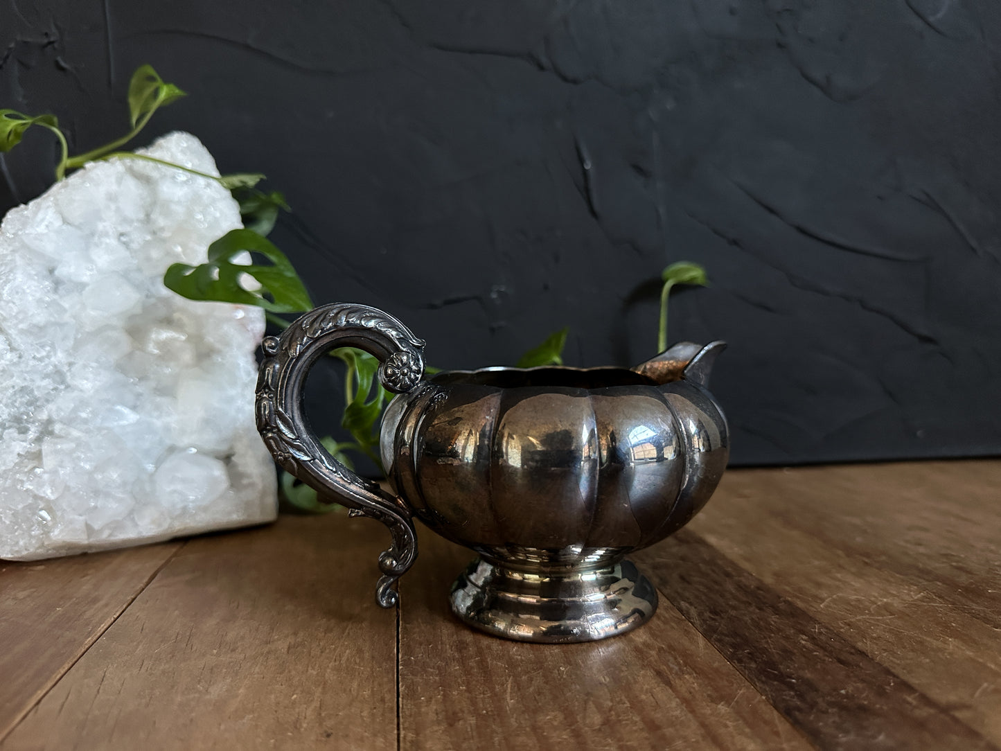 Vintage Silver Dish with Spout and Handle