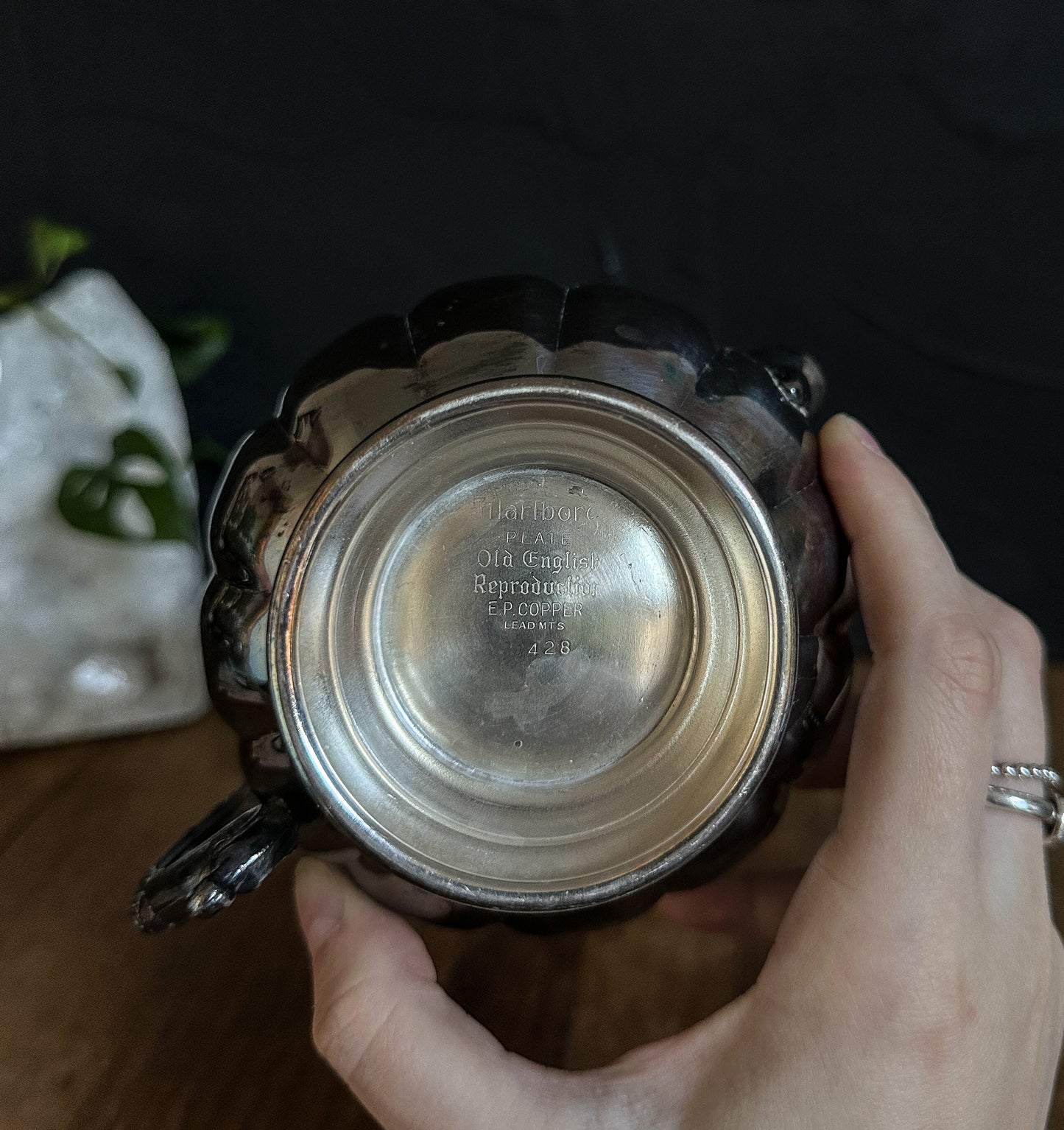 Vintage Silver Dish with Spout and Handle