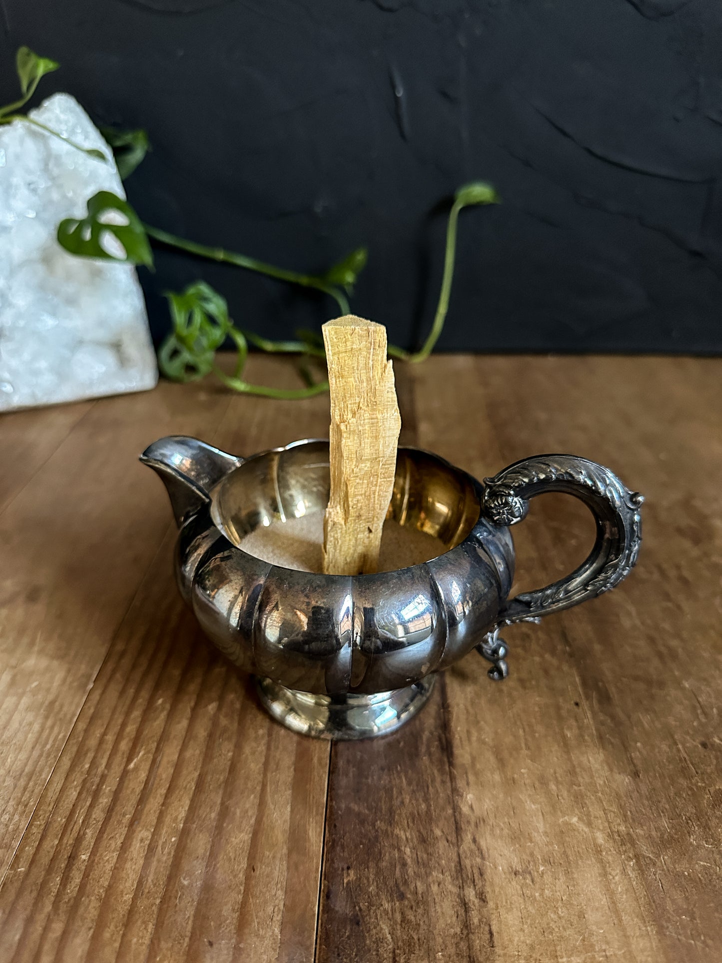 Vintage Silver Dish with Spout and Handle