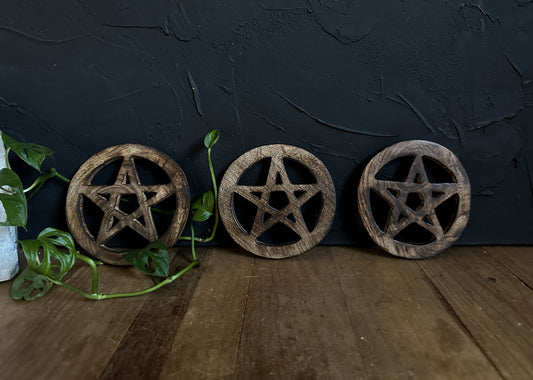 Wood Pentacle Decor, perfect as a sphere stand or hang on your wall. 