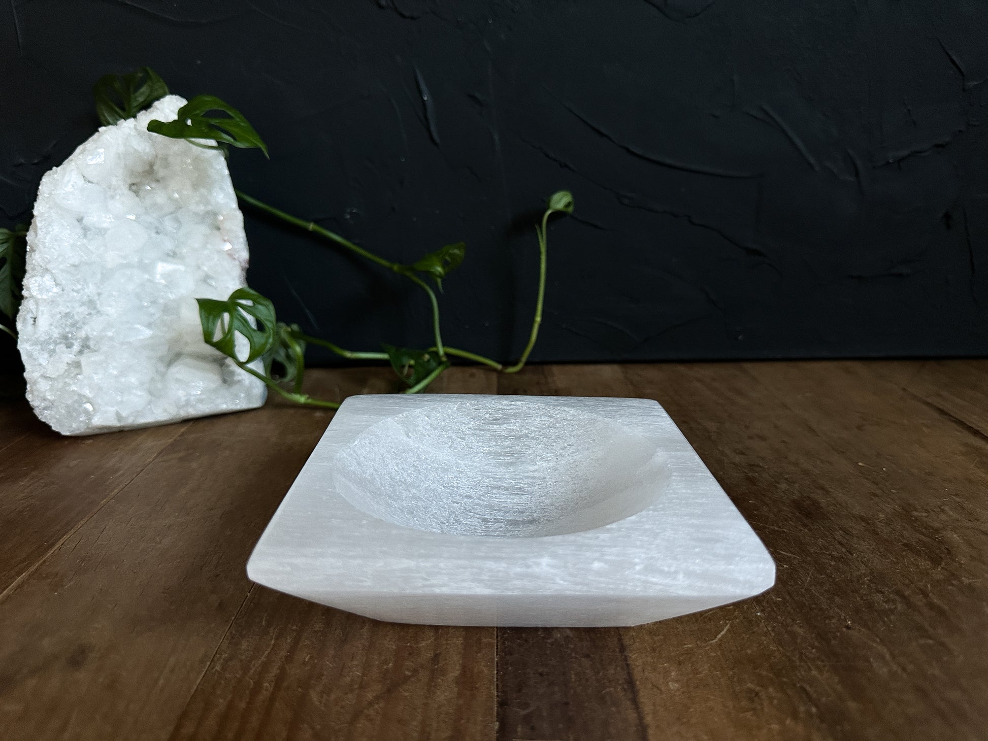 large white crystal offering dish 