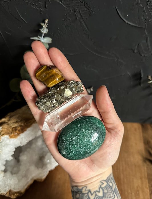 Crystal Set for Wealth and Abundance. We absolutely love these hand picked crystals for this set. The shimmers and high quality of each crystal is so inspiring and absolutely perfect for the purpose of this set!