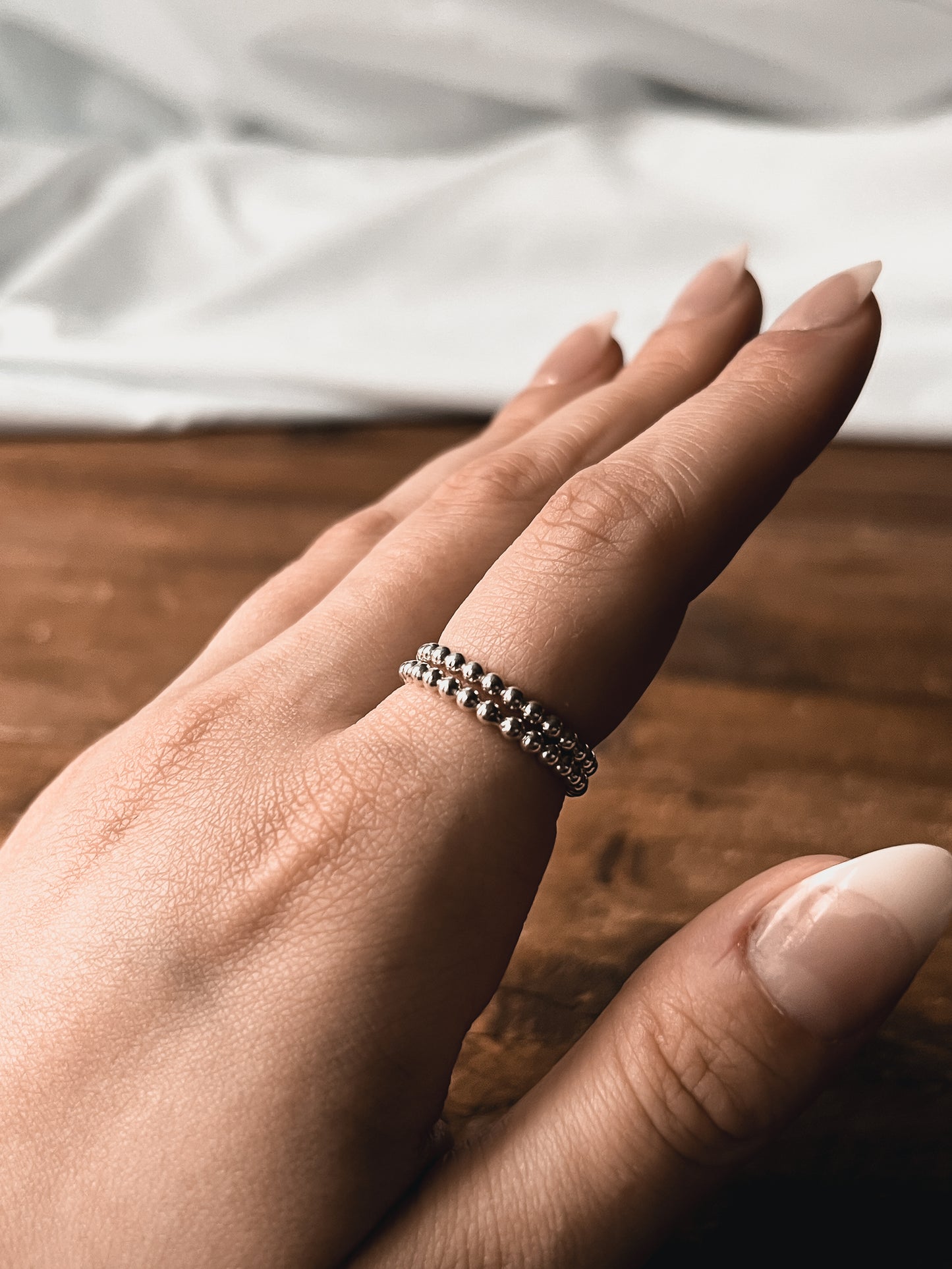 Silver Bead Stacking Ring